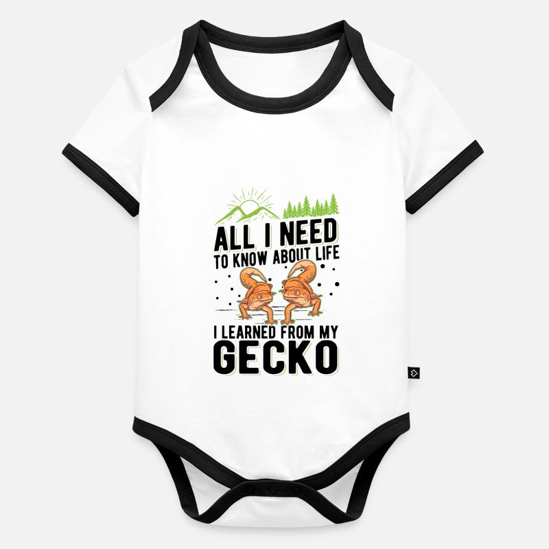 Gecko Cadeau Léopard Gecko Body Bébé bio contrasté manches courtes