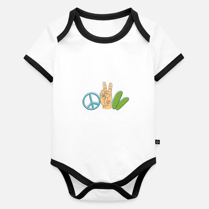 Cornichons d’amour de paix Body Bébé bio contrasté manches courtes