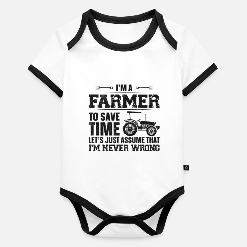 Farming Farmer Vintage Tractor I'm Baby Bio-Kurzarm-Kontrastbody