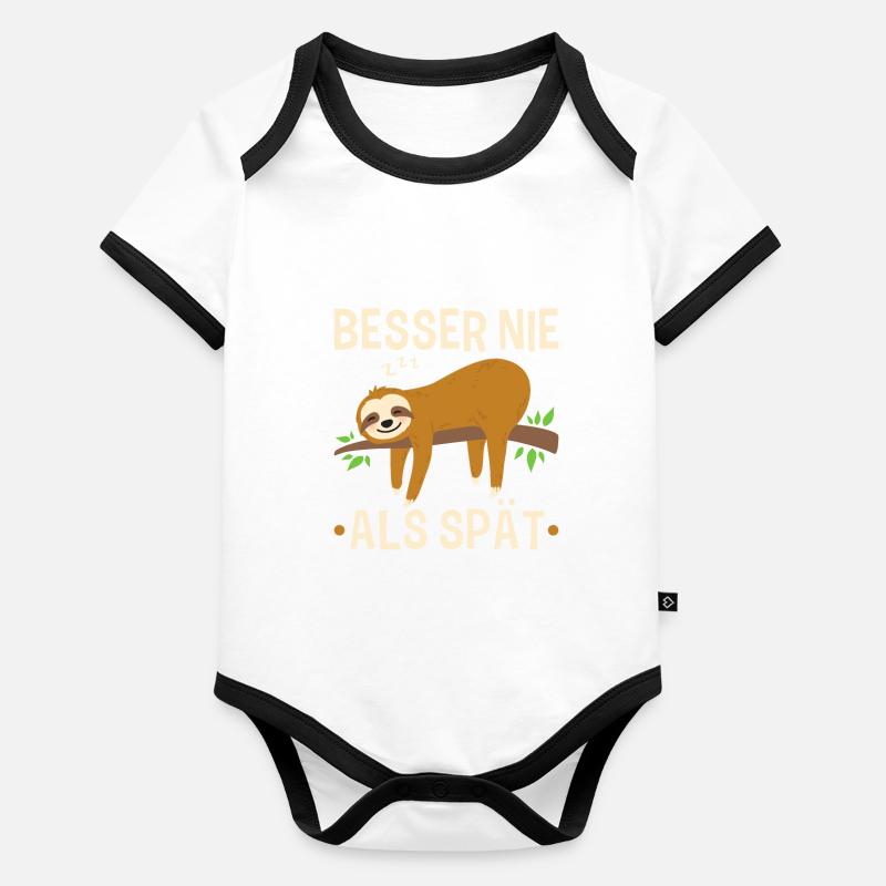 Faultier Spruch Sloth Büro Faulenzer Baby Bio-Kurzarm-Kontrastbody