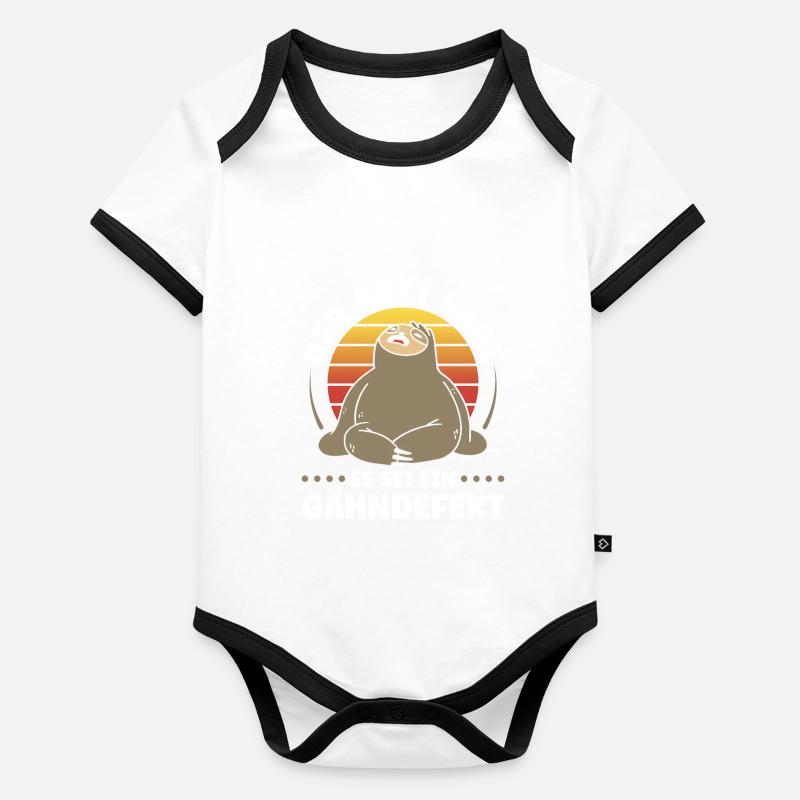 Faultier Gähndefekt, Sloth Langschläfer Baby Bio-Kurzarm-Kontrastbody