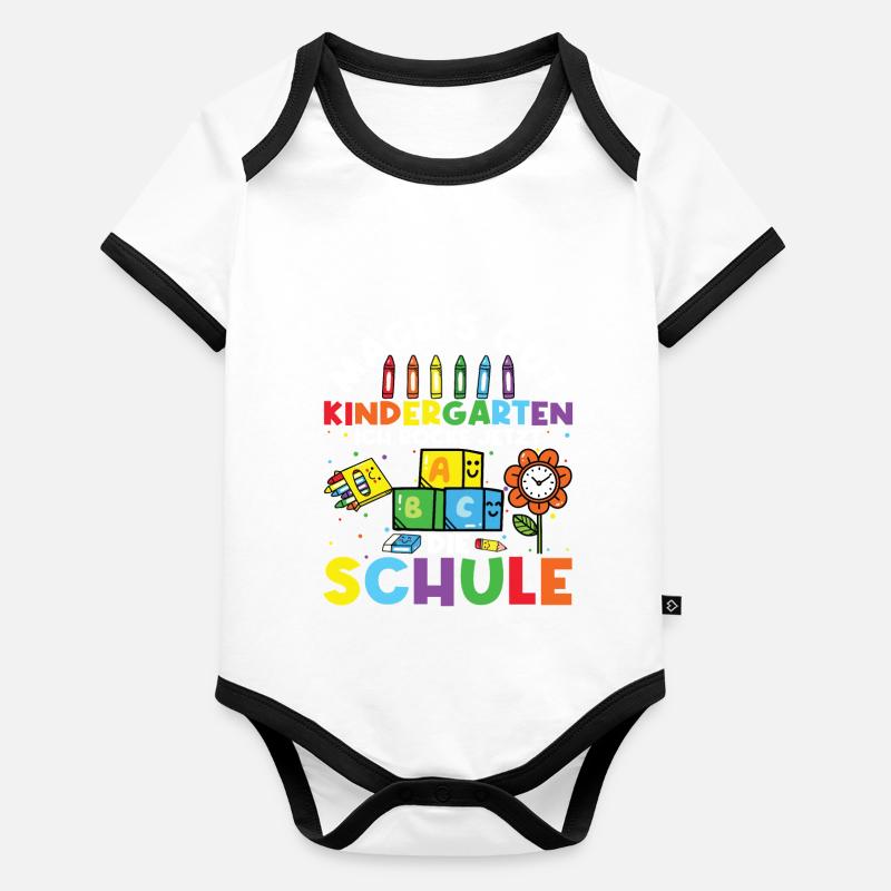 Mach's Gut Kindergarten Ich Rocke Jetzt Die Schule Baby Bio-Kurzarm-Kontrastbody