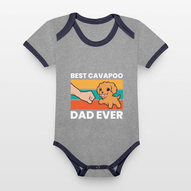 Cavapoo Hund Papa Cavoodle Bester Cavapoo Papa Baby Bio-Kurzarm-Kontrastbody
