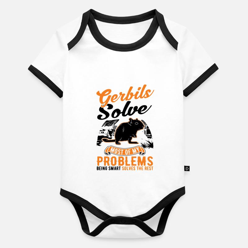Gerbille Cadeau Rat de course mongol Gerbille Body Bébé bio contrasté manches courtes