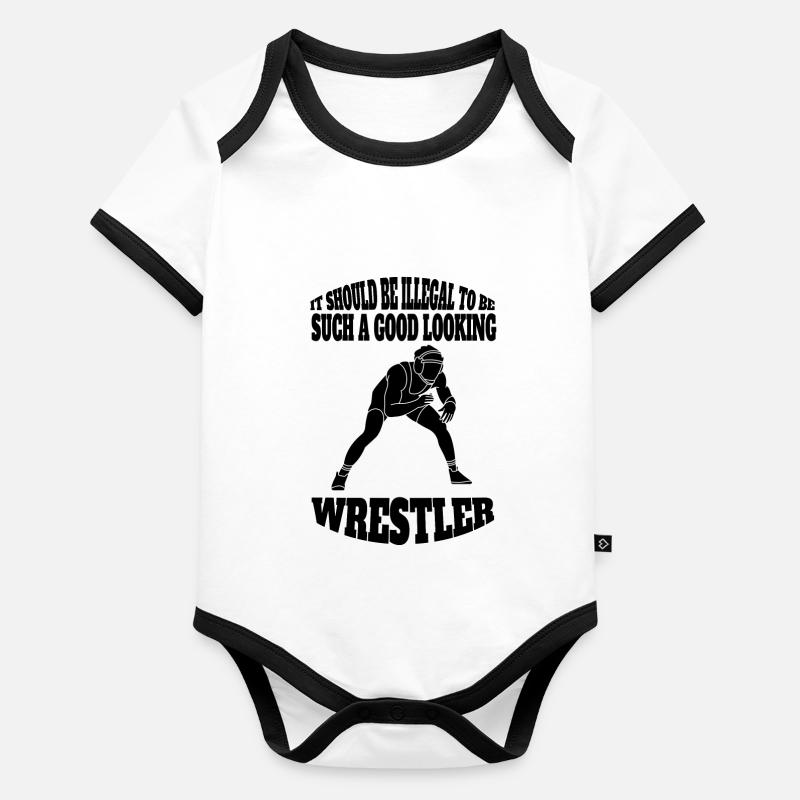 Wrestling lustige Ringer Spruch Ringen Geschenk Baby Bio-Kurzarm-Kontrastbody