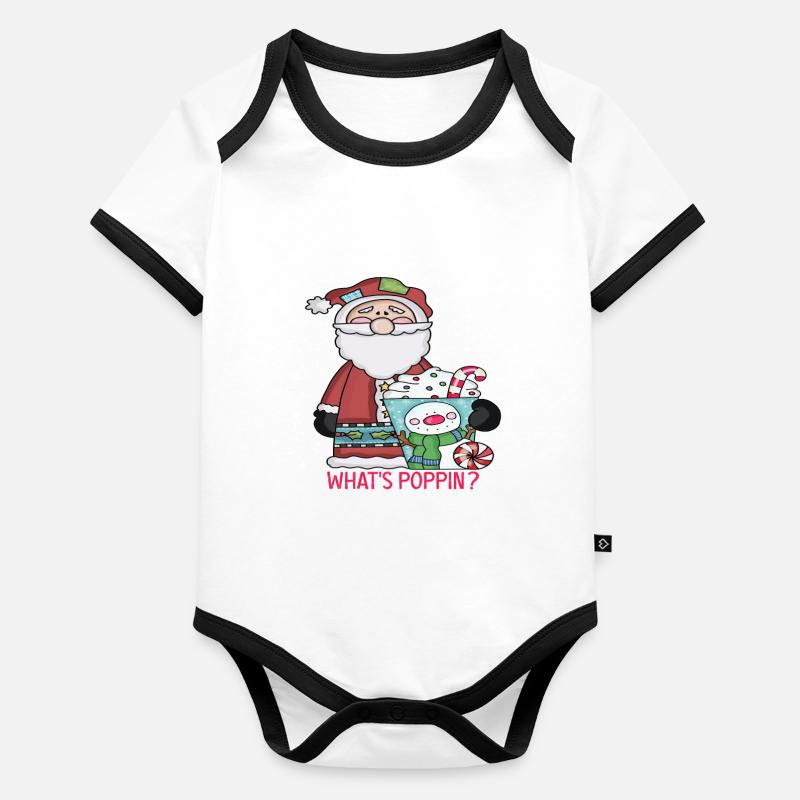 What s Poppin Santa Baby Bio-Kurzarm-Kontrastbody