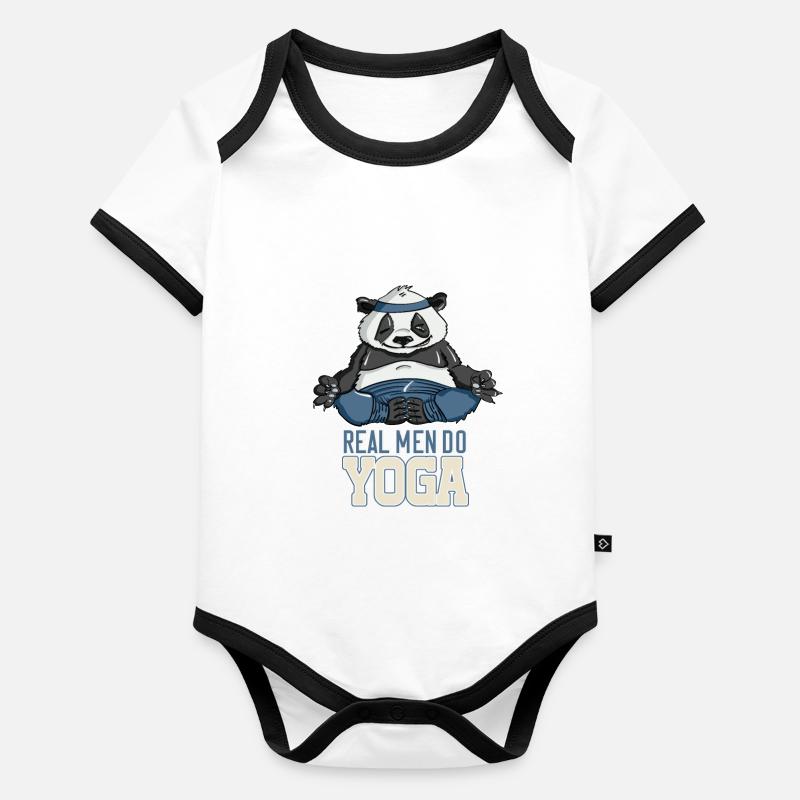 Real Man Do Yoga Divine Panda Cute Graphic Baby Bio-Kurzarm-Kontrastbody