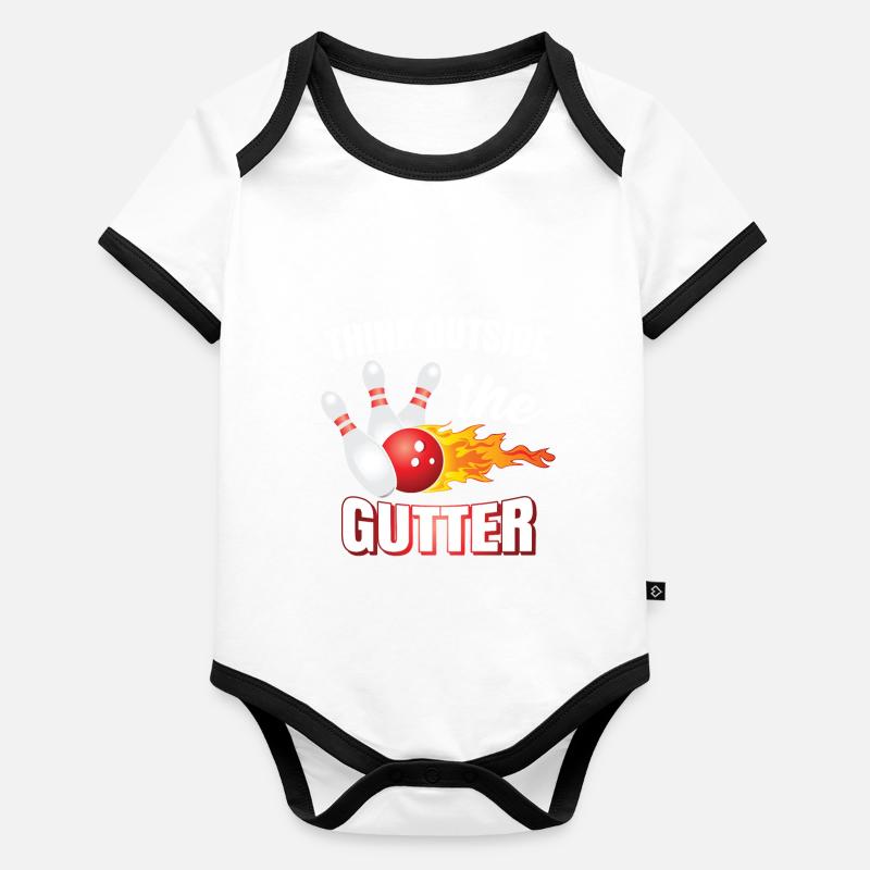 Think Outside The Gutter | Bowling | Bowler Organic Baby Contrasting Bodysuit