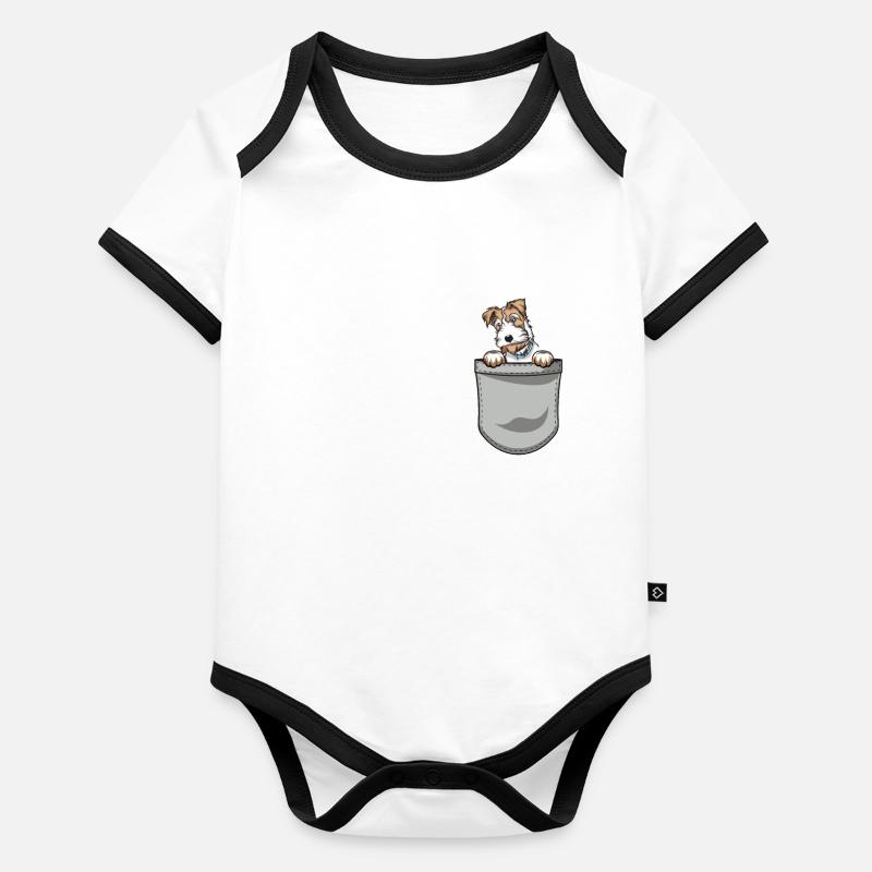 Foxterrier Hund Dog Hundehalter Baby Bio-Kurzarm-Kontrastbody