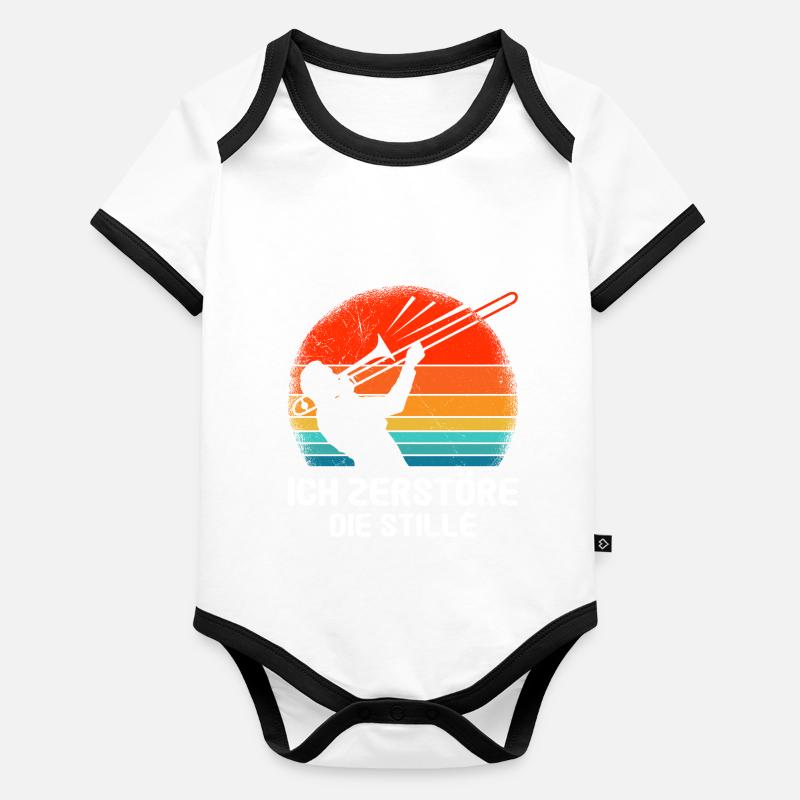 Ich zerstöre die Stille mit meiner Posaune Baby Bio-Kurzarm-Kontrastbody