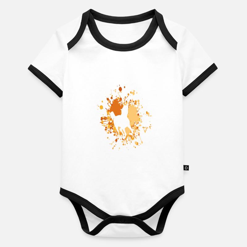 Horse Beautiful Color Splash Organic Baby Contrasting Bodysuit
