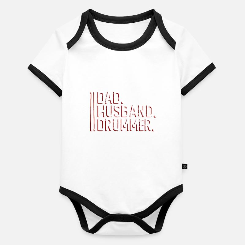 Father. Husband. Drummer. -Drummer Organic Baby Contrasting Bodysuit