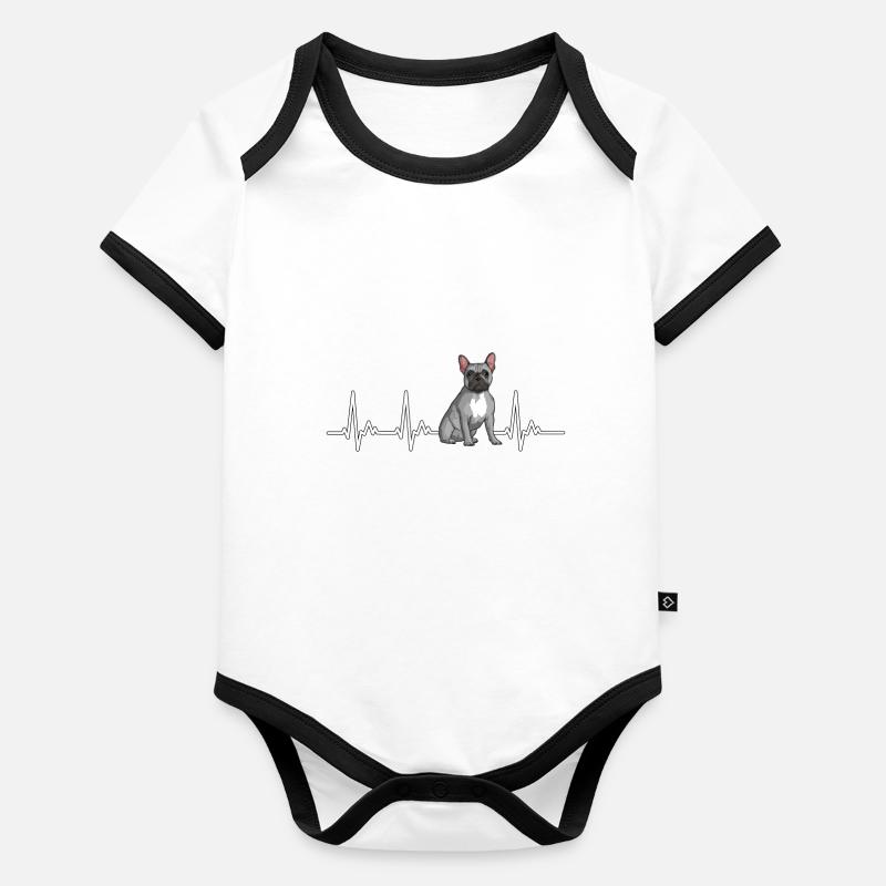 Français Propriétaire de chien bouledogue Body Bébé bio contrasté manches courtes