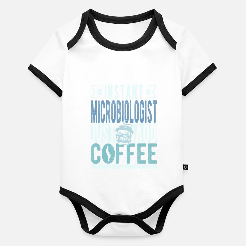 Café microbiologiste dicton Body Bébé bio contrasté manches courtes