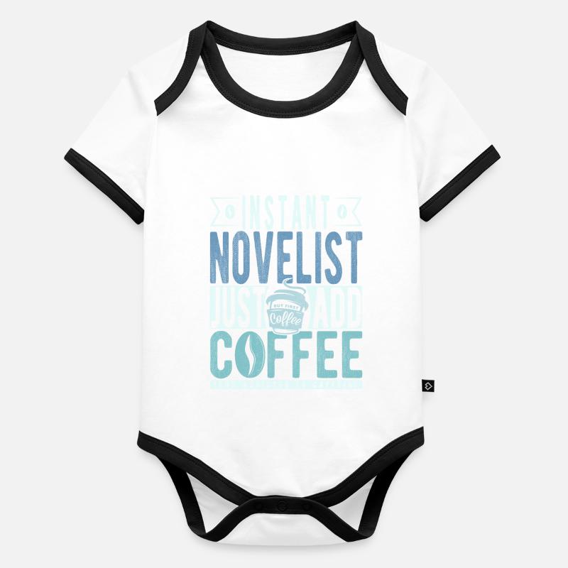 Romancier Kaffee Spruch Body Bébé bio contrasté manches courtes