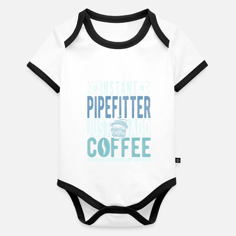Installateur Kaffee Spruch Baby Bio-Kurzarm-Kontrastbody
