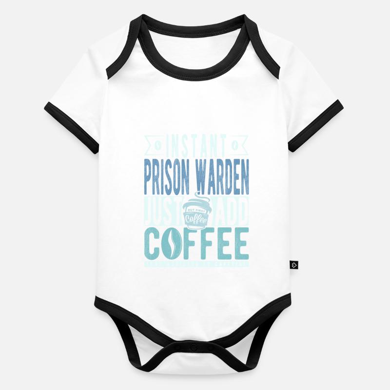 Café du gardien de prison disant Body Bébé bio contrasté manches courtes