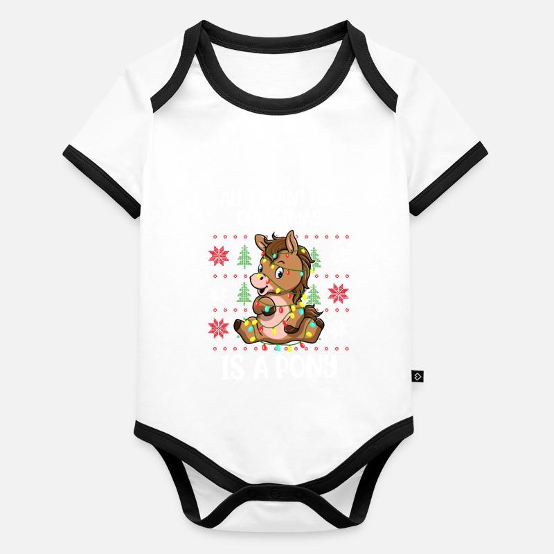 Xmas Pony Ugly Christmas Sweater Gift Organic Baby Contrasting Bodysuit