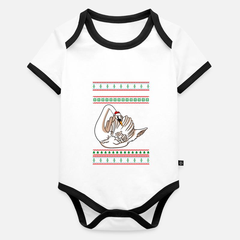 Cygne de Noël Joyeux Noël Body Bébé bio contrasté manches courtes