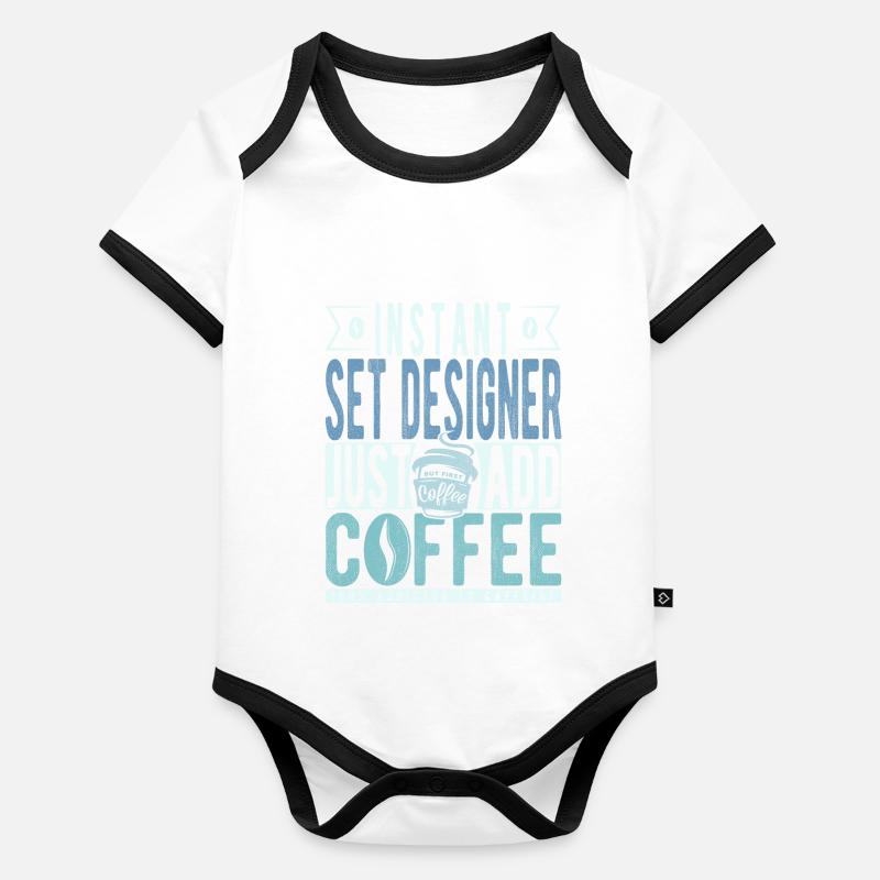 Stage Designer Coffee Saying Organic Baby Contrasting Bodysuit