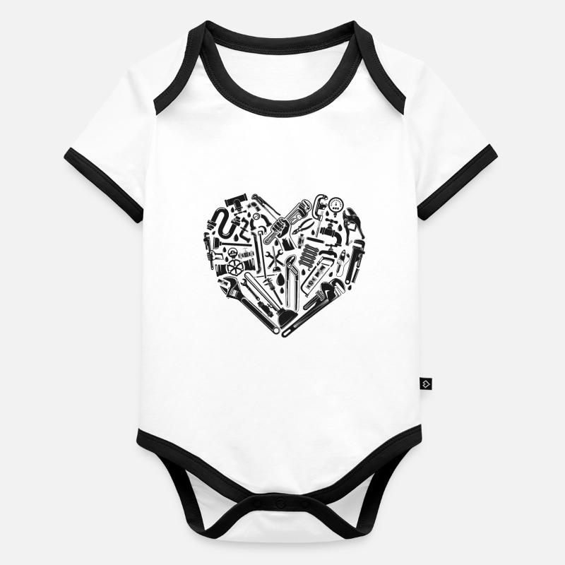 Plumbing Plumber Heart Tools Baby Bio-Kurzarm-Kontrastbody