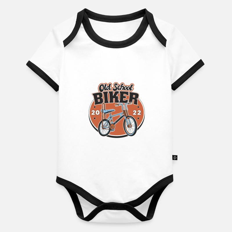 Old School Biker 2022. 1. Geburtstag Baby Bio-Kurzarm-Kontrastbody