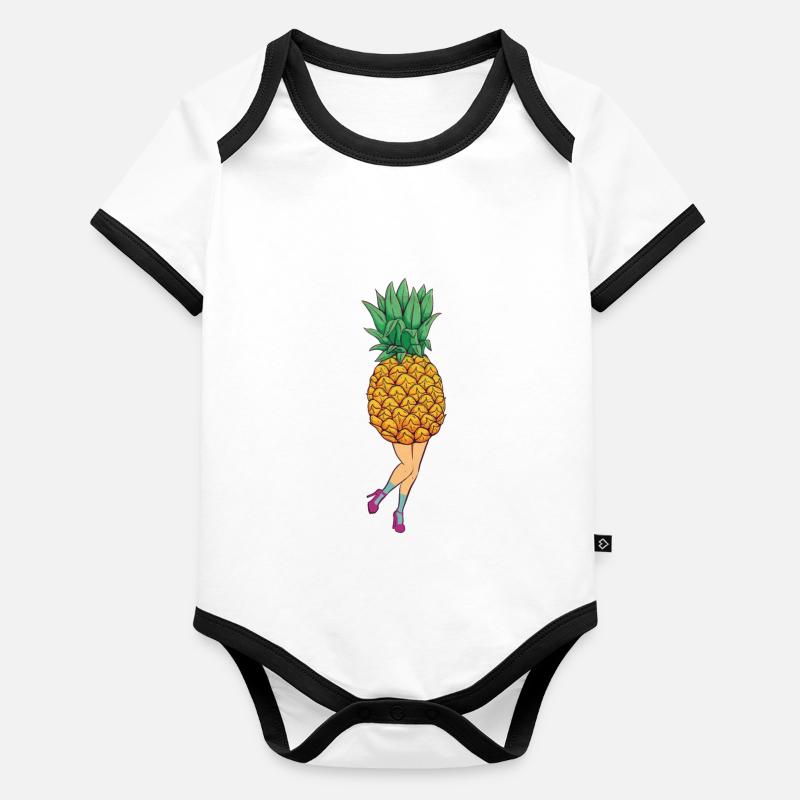 Attacher l’ananas Body Bébé bio contrasté manches courtes