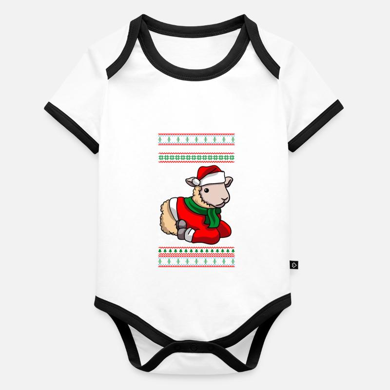 Schaf mit Ugly Christmas Sweater Baby Bio-Kurzarm-Kontrastbody