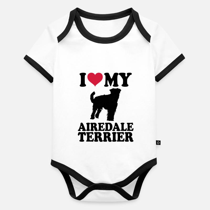 Airedale Terrier Body Bébé bio contrasté manches courtes