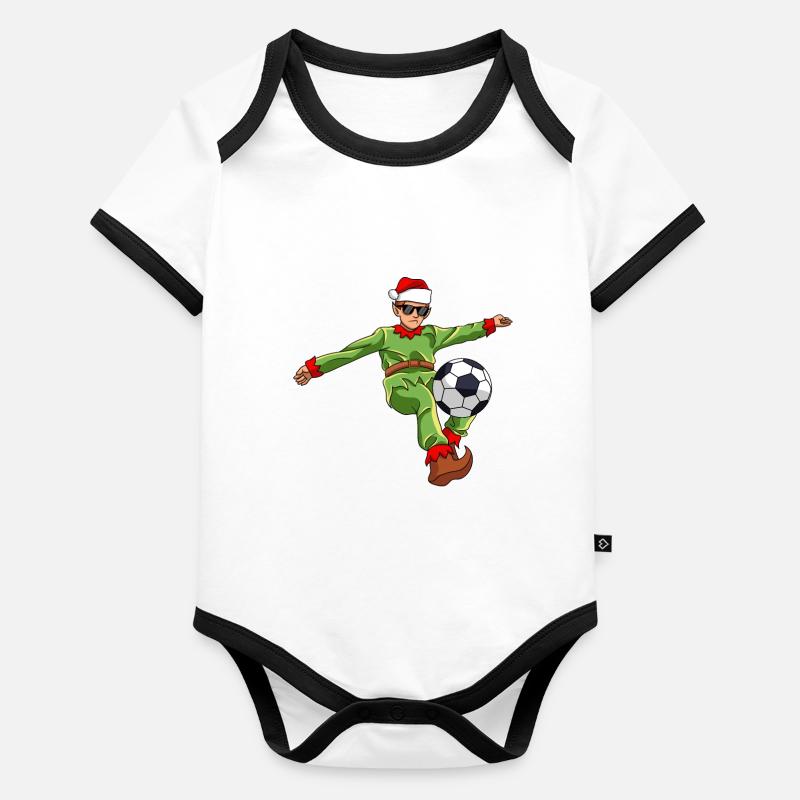 Fußball Elf Weihnachtsmann Baby Bio-Kurzarm-Kontrastbody