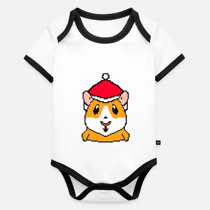 Hamster pixelisé Noël - Drôles de hamsters Body Bébé bio contrasté manches courtes