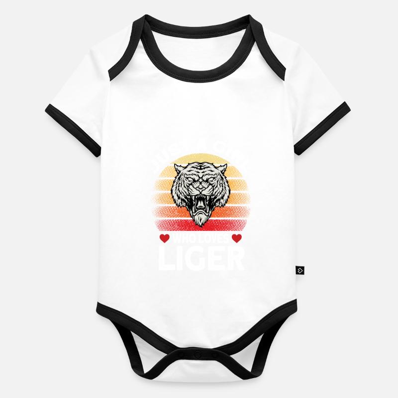 Liger Lustiges Geschenk Baby Bio-Kurzarm-Kontrastbody