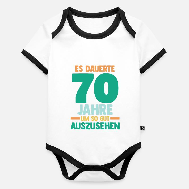 Siebzig Siebzigster 70 Jahre Geburtstag Baby Bio-Kurzarm-Kontrastbody