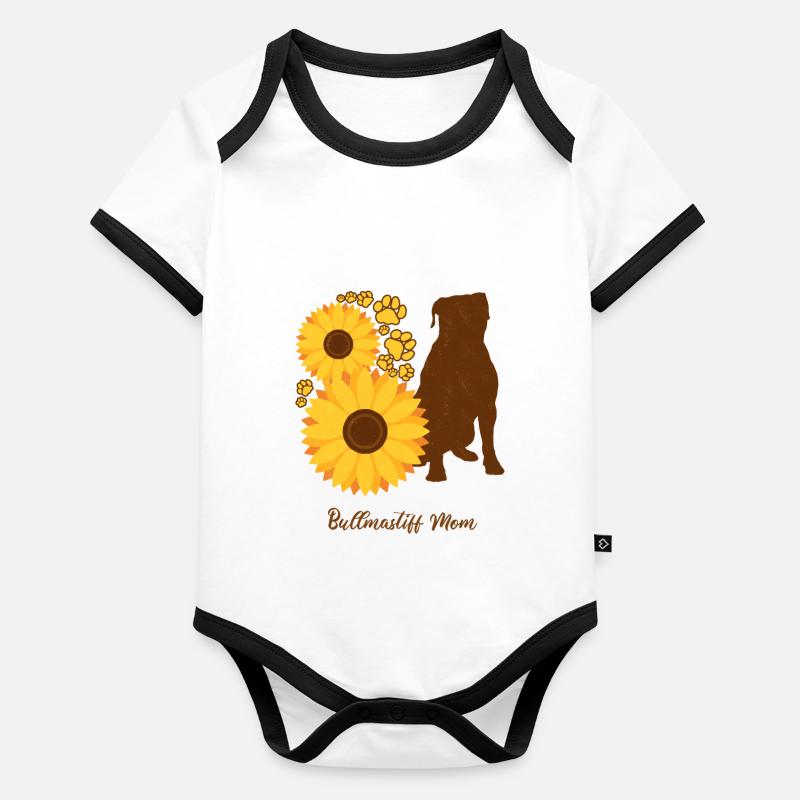 Sonnenblumenmutter - Bullmastiff Baby Bio-Kurzarm-Kontrastbody