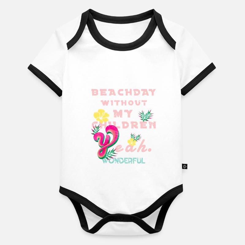 Kinder Tag am Strand lustig Baby Bio-Kurzarm-Kontrastbody
