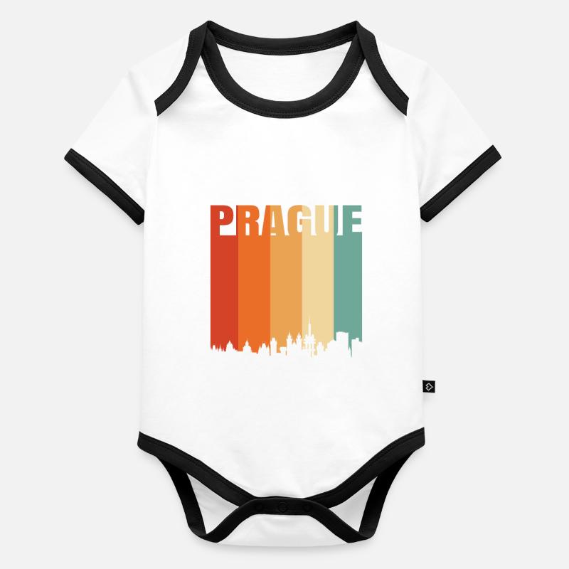 Prague République tchèque Skyline Body Bébé bio contrasté manches courtes