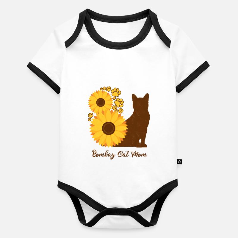 Mère Tournesol - Bombay Cat Body Bébé bio contrasté manches courtes