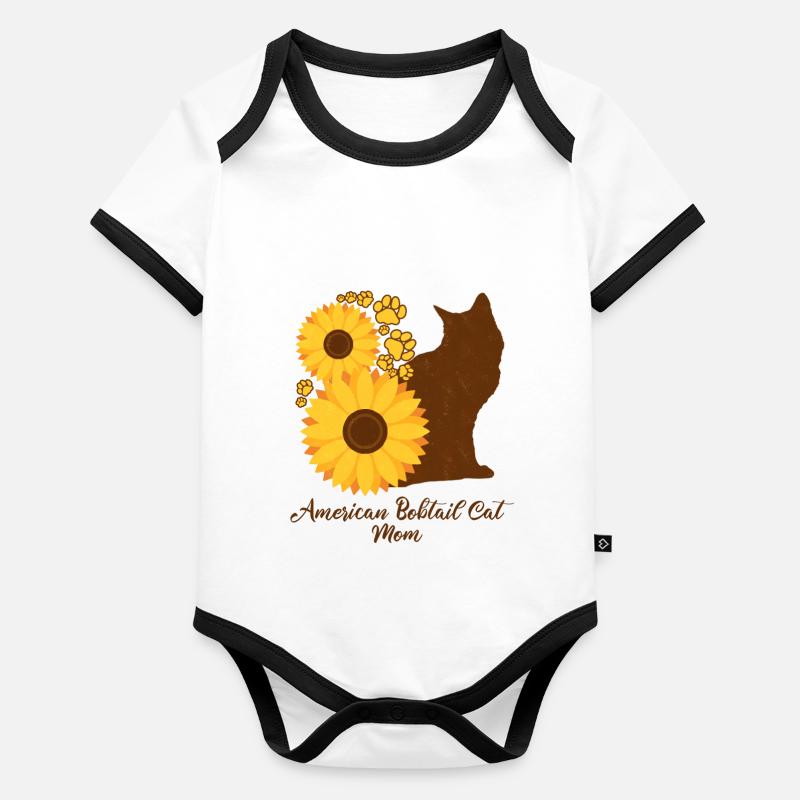 Sunflower Mom - Chat bobtail américain Body Bébé bio contrasté manches courtes