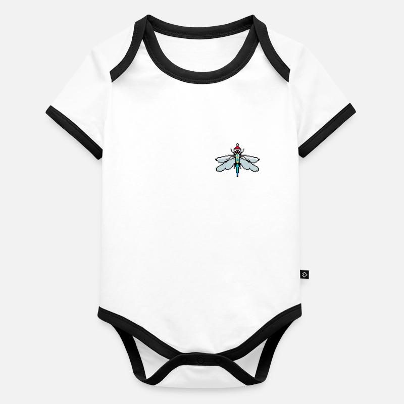 Libelle Pixelated Weihnachten - Lustige Libelle Baby Bio-Kurzarm-Kontrastbody