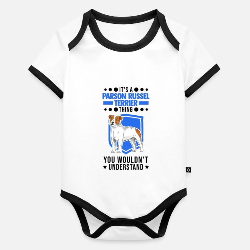 Parson Russell Terrier Chose Body Bébé bio contrasté manches courtes