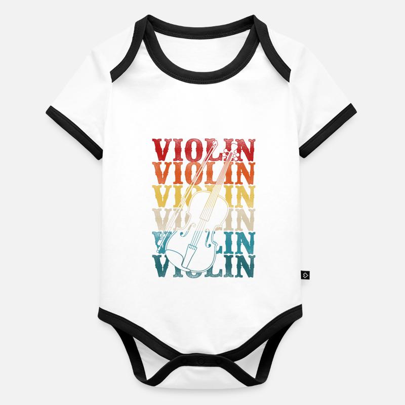 Violin Violinist Retro Vintage Baby Bio-Kurzarm-Kontrastbody