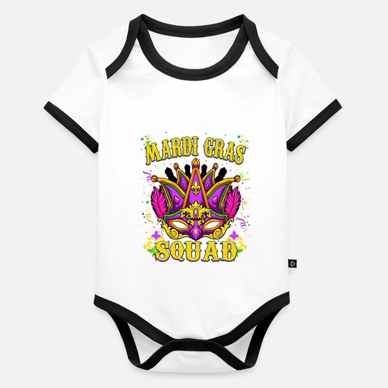 Cool Mardi Gras Design - Mardi Gras Squad Body Bébé bio contrasté manches courtes