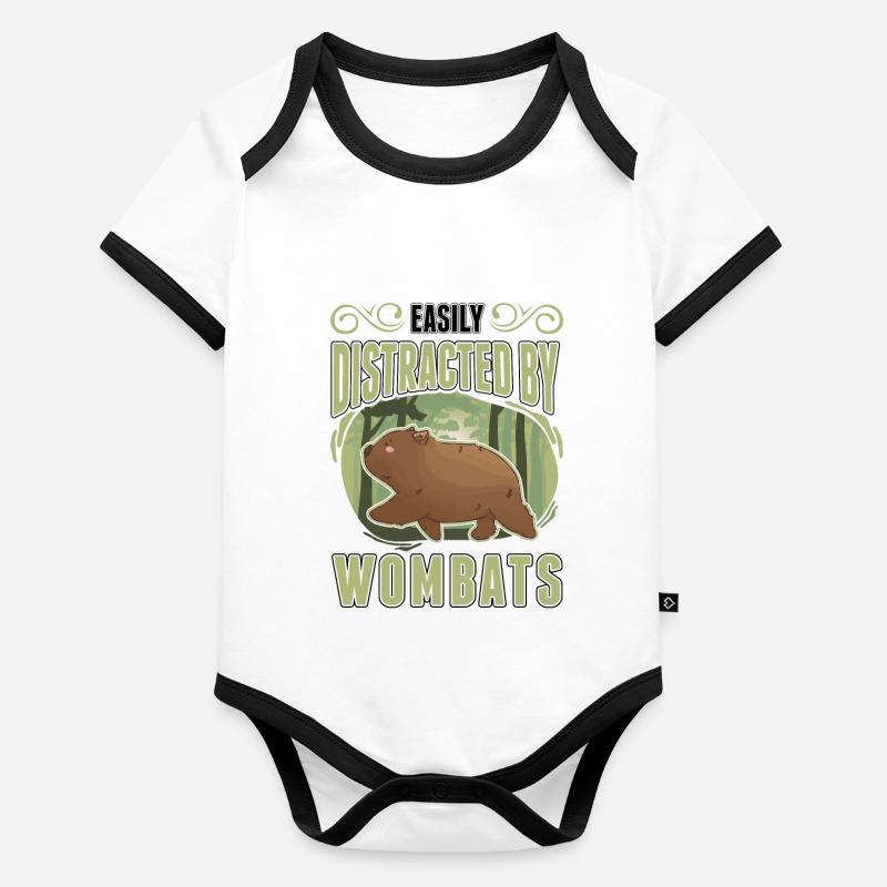 Easily distracted by Wombats Baby Bio-Kurzarm-Kontrastbody