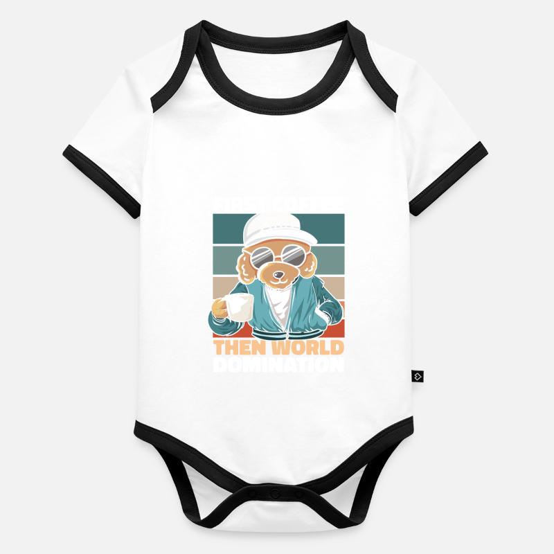 Poodle Coffee Sunglasses Organic Baby Contrasting Bodysuit
