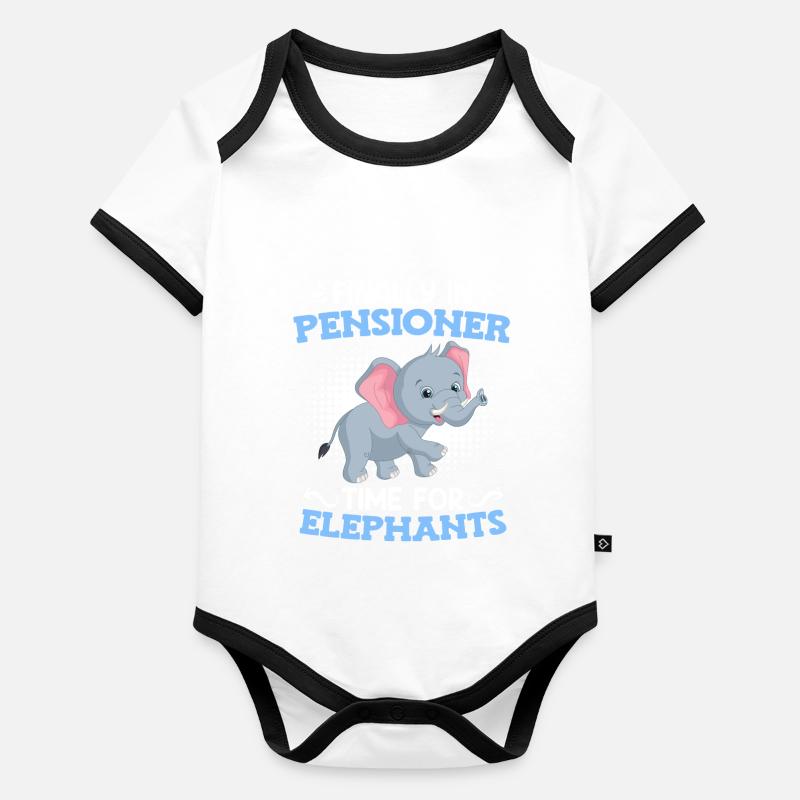 Time for elephants Zoo visitors pension Organic Baby Contrasting Bodysuit
