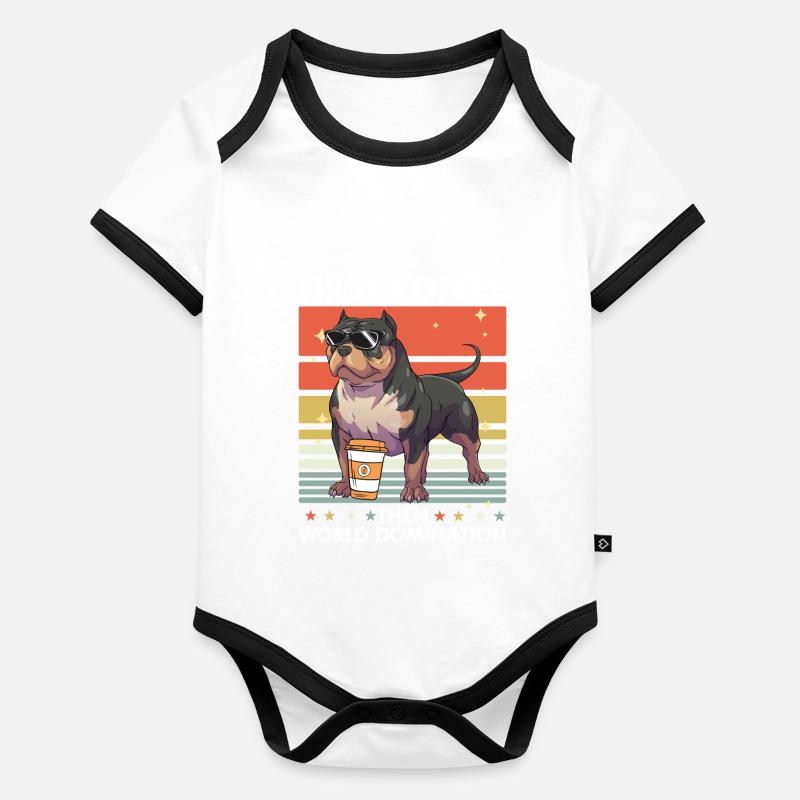 American Bully Coffee Body Bébé bio contrasté manches courtes