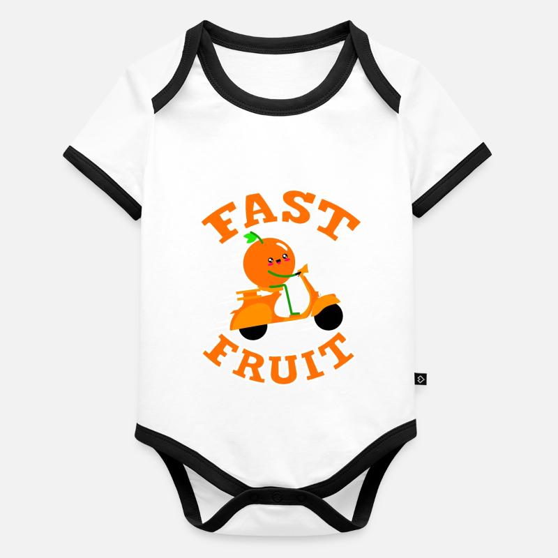 Fast Fruit Orange sur Roller - Restauration rapide Body Bébé bio contrasté manches courtes