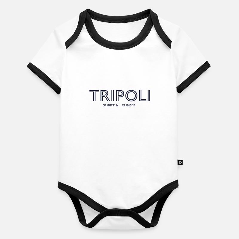 Libya City Coordinates - Tripoli Organic Baby Contrasting Bodysuit