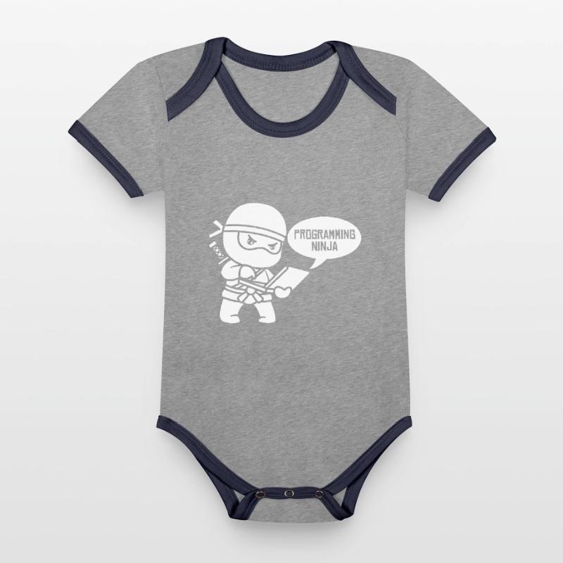 Developer Coder Programmer Ninja Organic Baby Contrasting Bodysuit