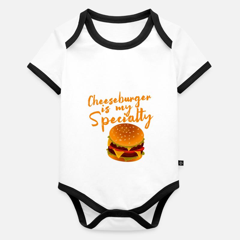 Le cheeseburger est ma spécialité 4 Body Bébé bio contrasté manches courtes
